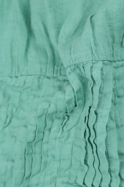 Ärmelloses Leinenkleid mit Biesen in Mint
