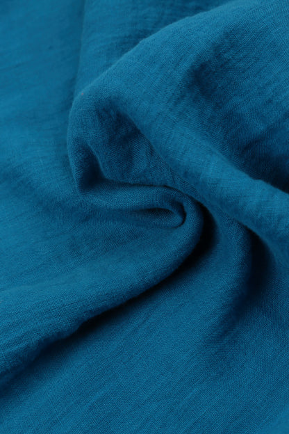 Offene kobaltblaue Leinenjacke aus Gaze