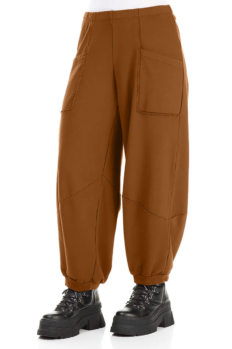 Large Pockets Aged Copper Cotton Trousers 3