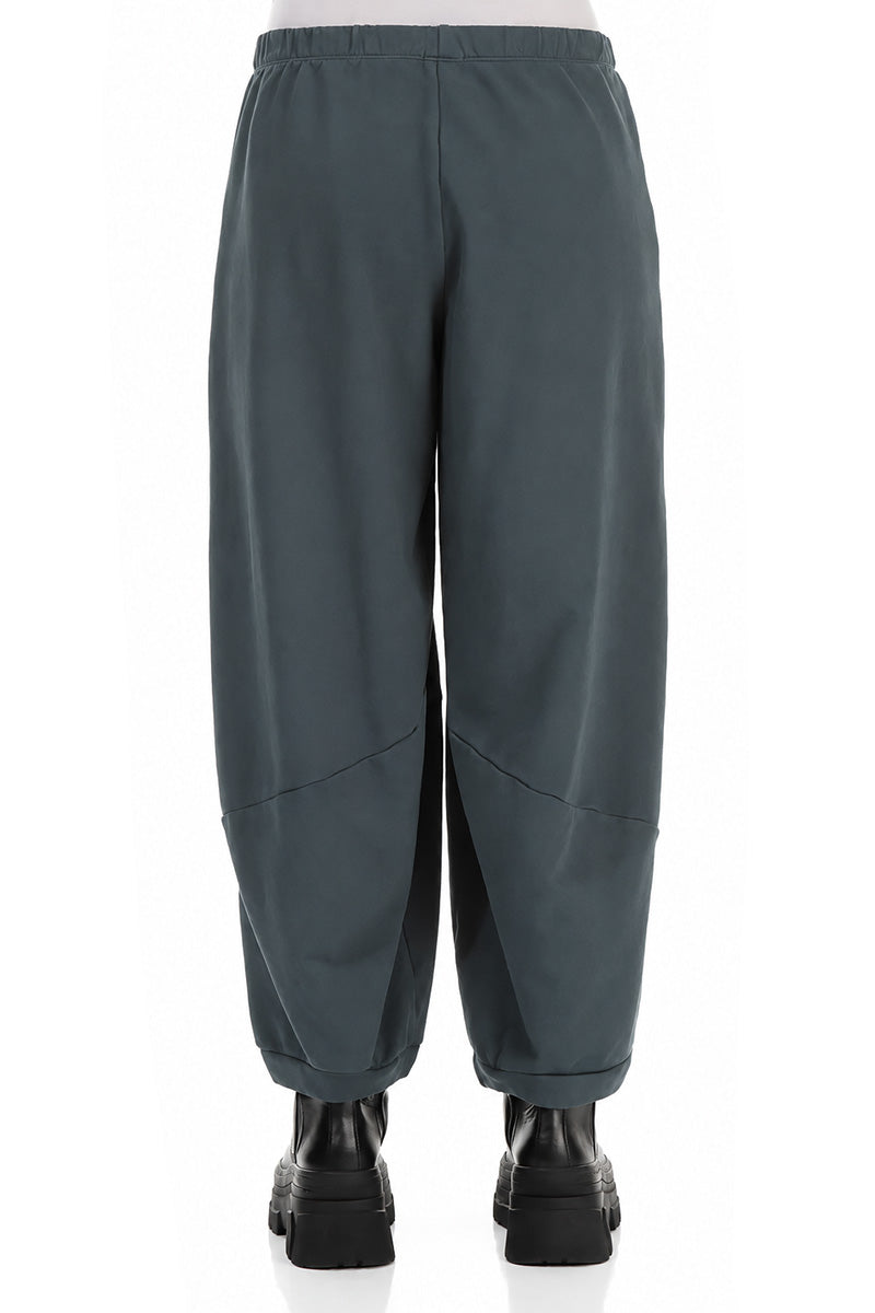 Large Pockets Slate French Terry Cotton Trousers 2