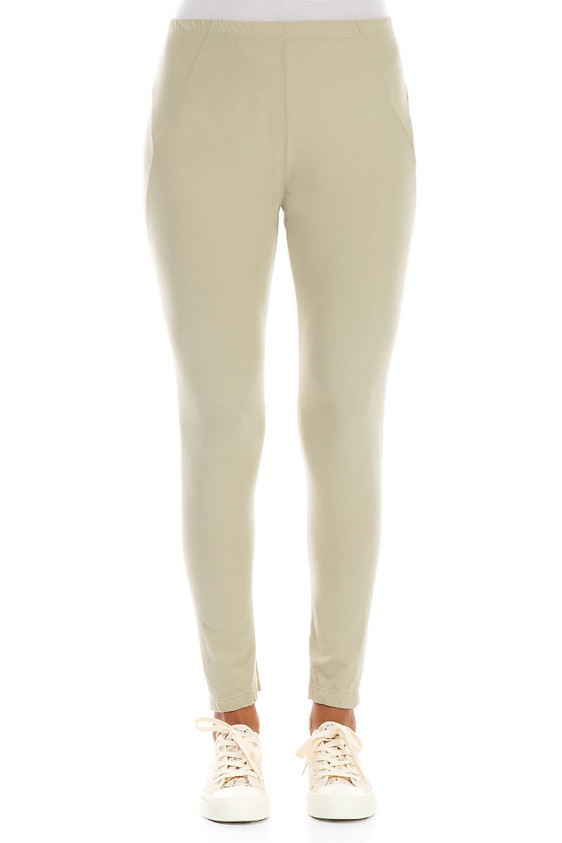 Cropped Laurel Green Cotton Leggings 1
