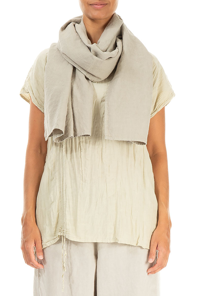 Laurel Green Linen Scarf 1