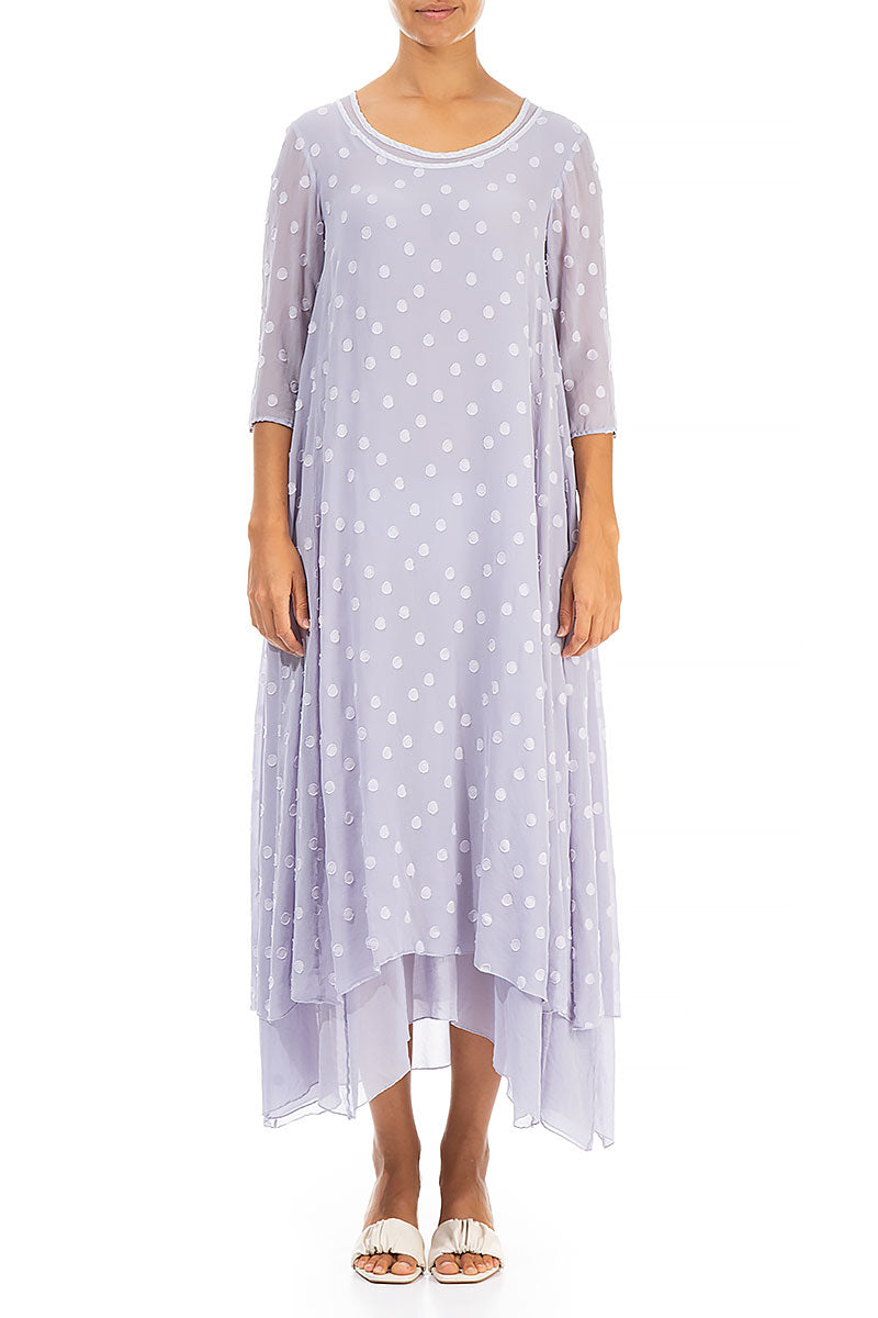 Lavender Dotty Silk Maxi Dress 1