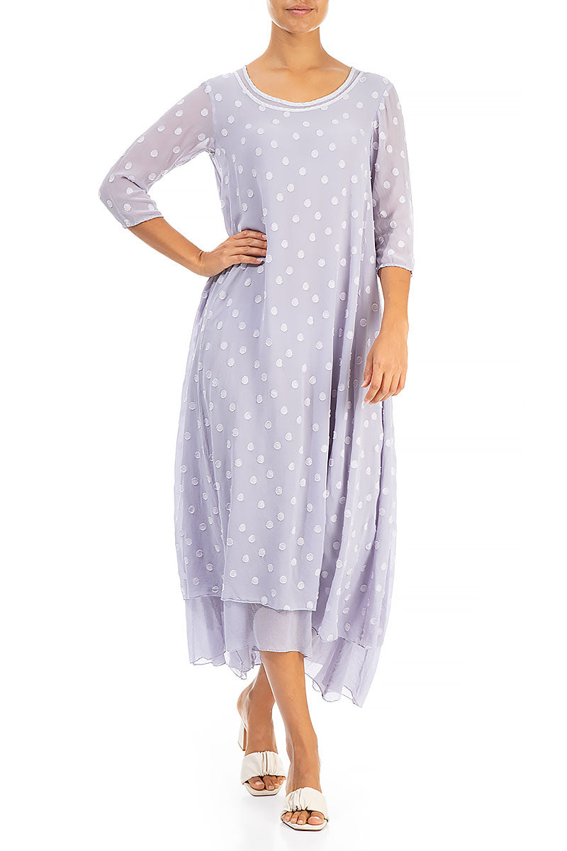 Lavender Dotty Silk Maxi Dress 4