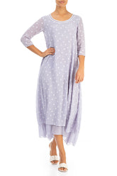 Lavender Dotty Silk Maxi Dress 4