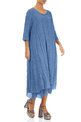 Layered Blue Nova Textured Light Silk Dress 3