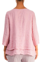 Layered Powder Pink Gauze Linen Blouse 2