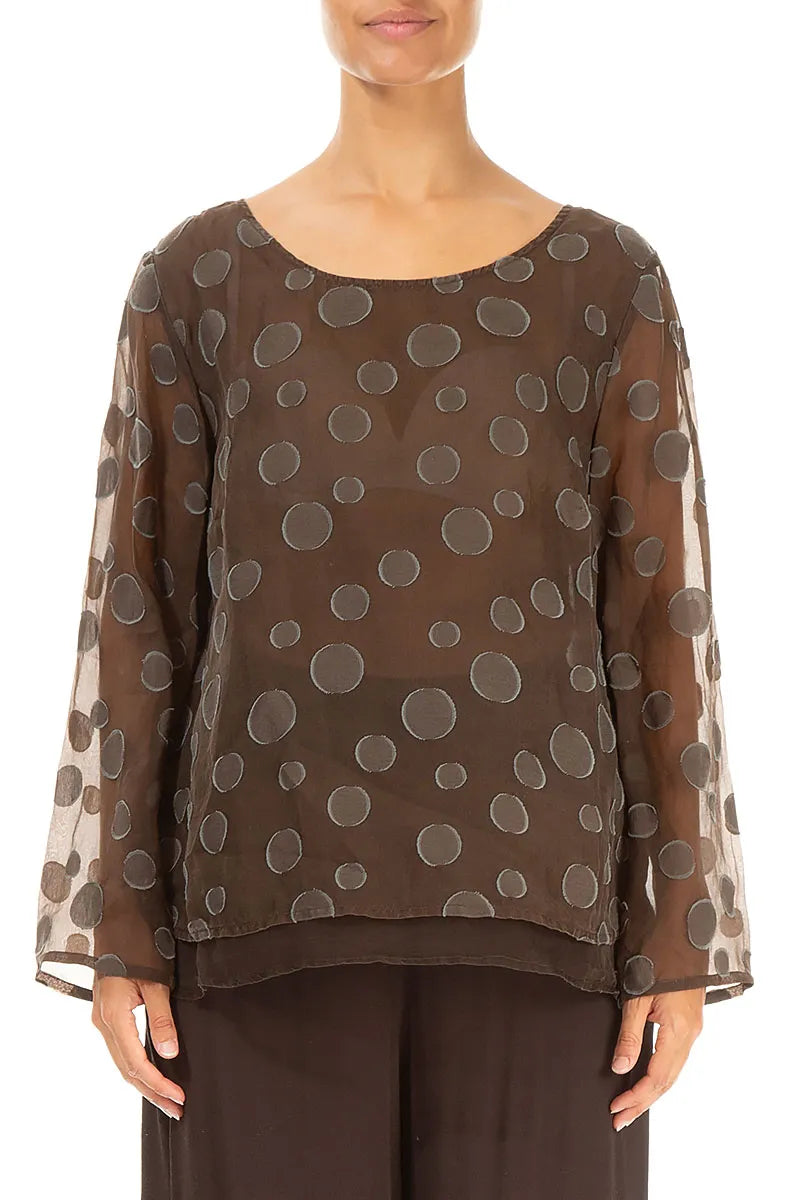Layered Aged Copper Bubbles Silk Blouse 1