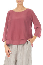 Layered Antique Ruby Silk Cotton Blouse 3