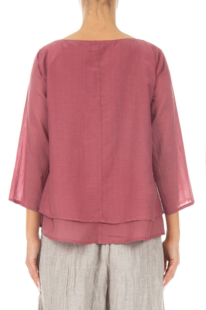 Layered Antique Ruby Silk Cotton Blouse 2