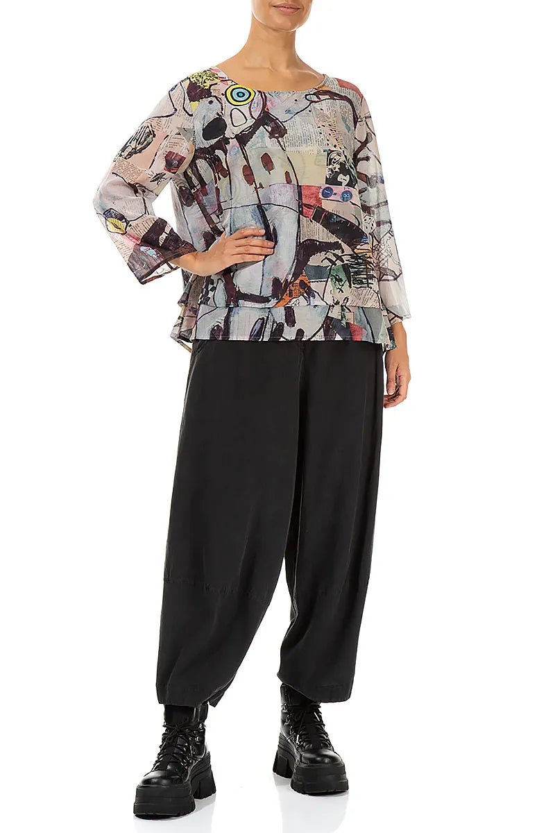 Layered Artful Elements Silk Cotton Blouse 4