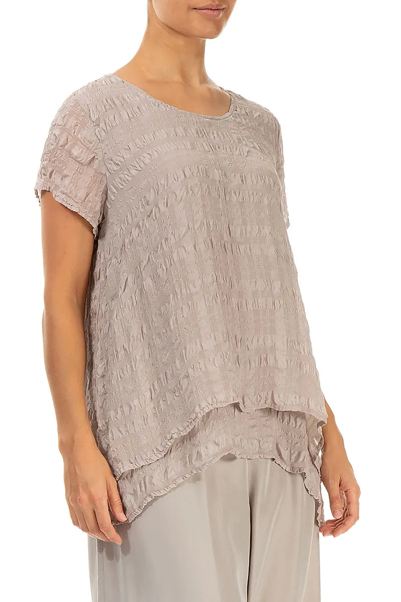 Layered Beige Light Silk Blouse 3