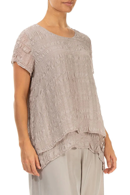 Layered Beige Light Silk Blouse 3