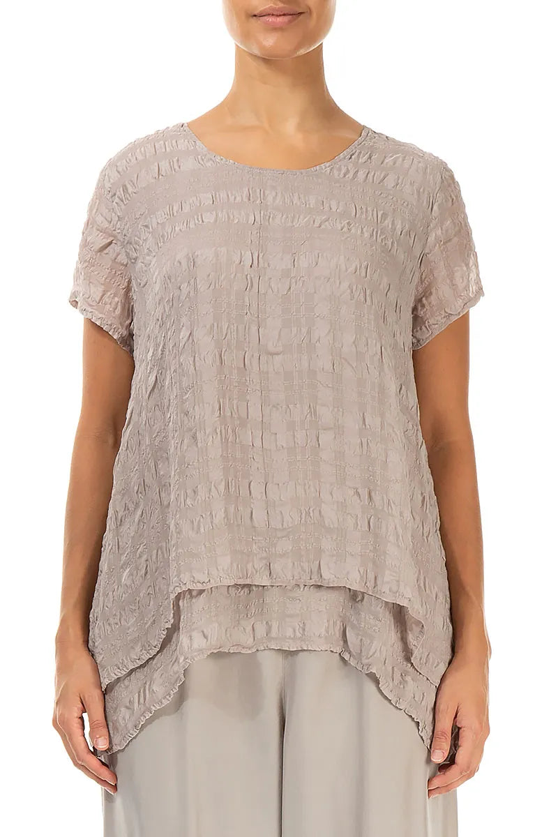 Layered Beige Light Silk Blouse 1