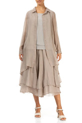Layered Beige Silk Cotton Skirt 4