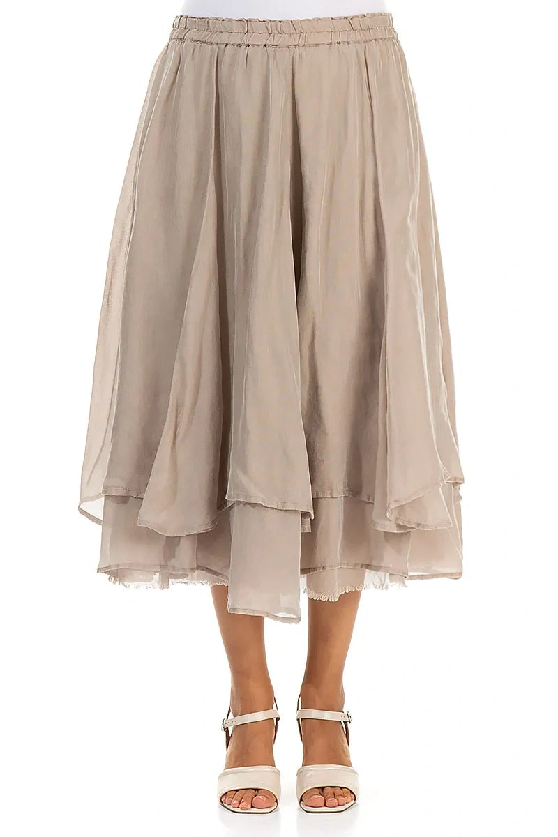 Layered Beige Silk Cotton Skirt 1