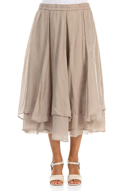 Layered Beige Silk Cotton Skirt 1