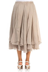 Layered Beige Silk Cotton Skirt 2