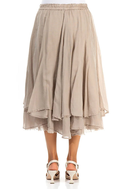 Layered Beige Silk Cotton Skirt 2