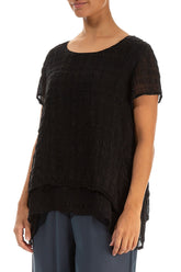 Layered Black Light Silk Blouse 3