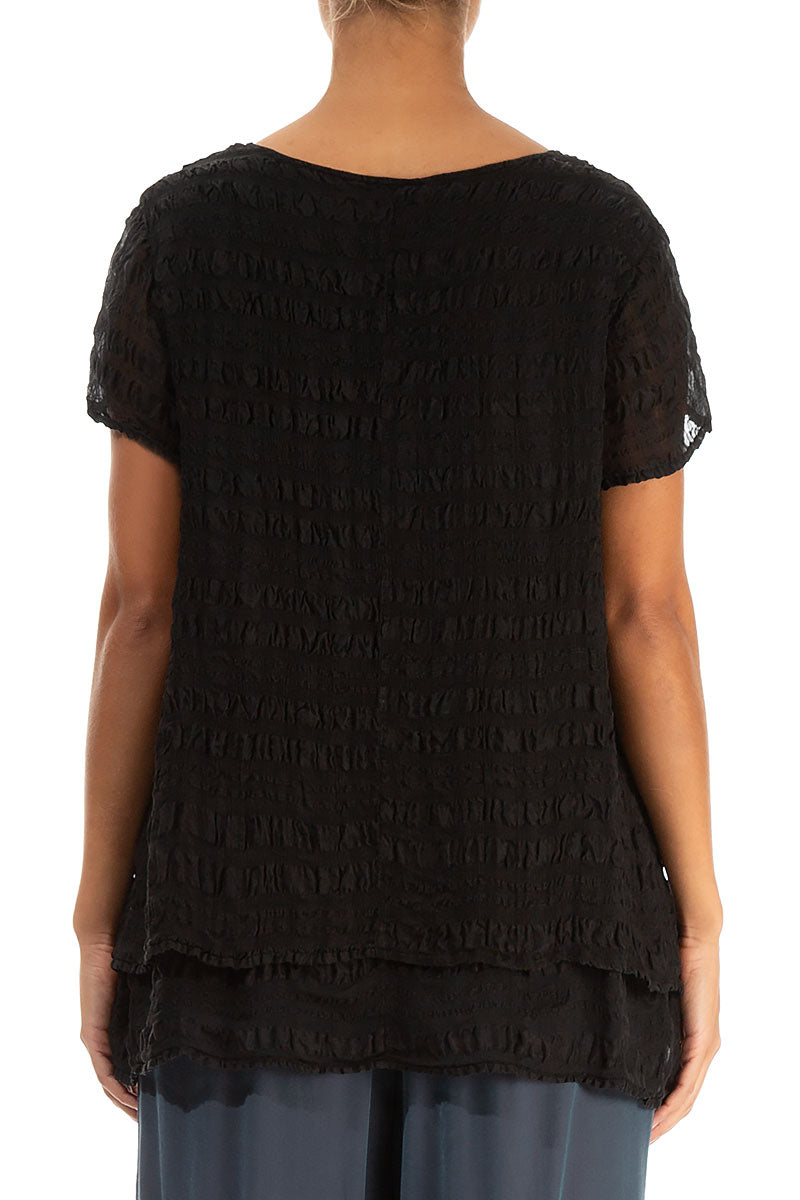 Layered Black Light Silk Blouse 2