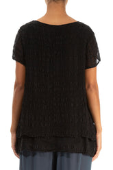 Layered Black Light Silk Blouse 2
