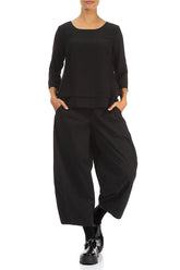 Layered Black Silk Cotton Blouse 4