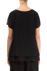 Layered Black Silk Cotton Blouse 2