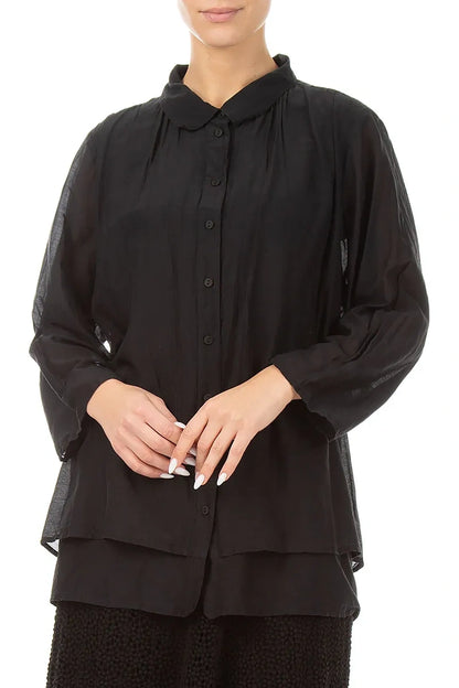 Layered Black Silk Cotton Shirt 3