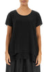 Layered Black Textured Silk Blouse 1