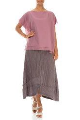 Layered Boatneck Mauve Taupe Cotton Blouse 4