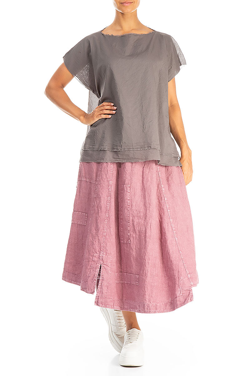 Layered Boatneck Truffle Cotton Blouse 4