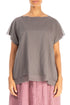 Layered Boatneck Truffle Cotton Blouse 1
