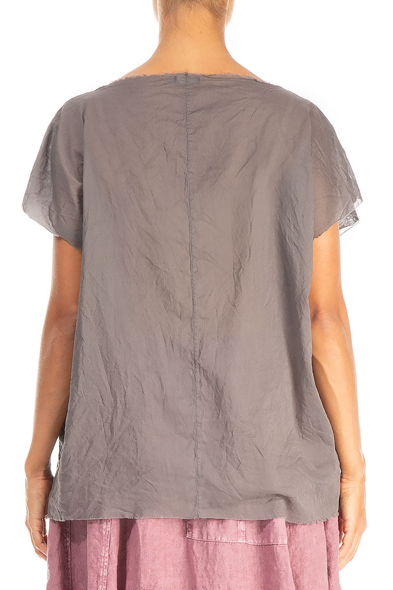 Layered Boatneck Truffle Cotton Blouse 2