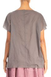 Layered Boatneck Truffle Cotton Blouse 2