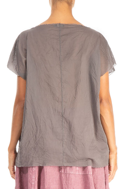 Layered Boatneck Truffle Cotton Blouse 2