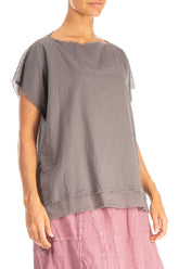 Layered Boatneck Truffle Cotton Blouse 3