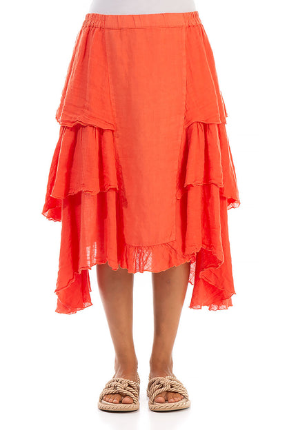 Layered Coral Linen Skirt 1