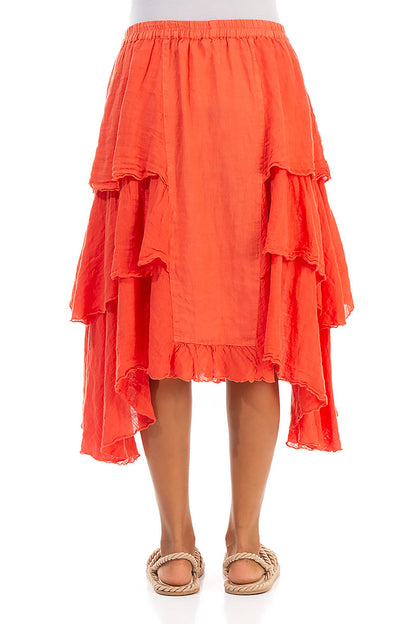 Layered Coral Linen Skirt 2