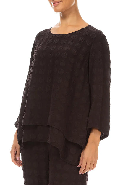 Layered Deep Plum Bubble Silk Blouse