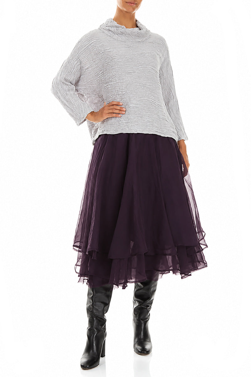 Layered Deep Plum Silk Chiffon Skirt 4