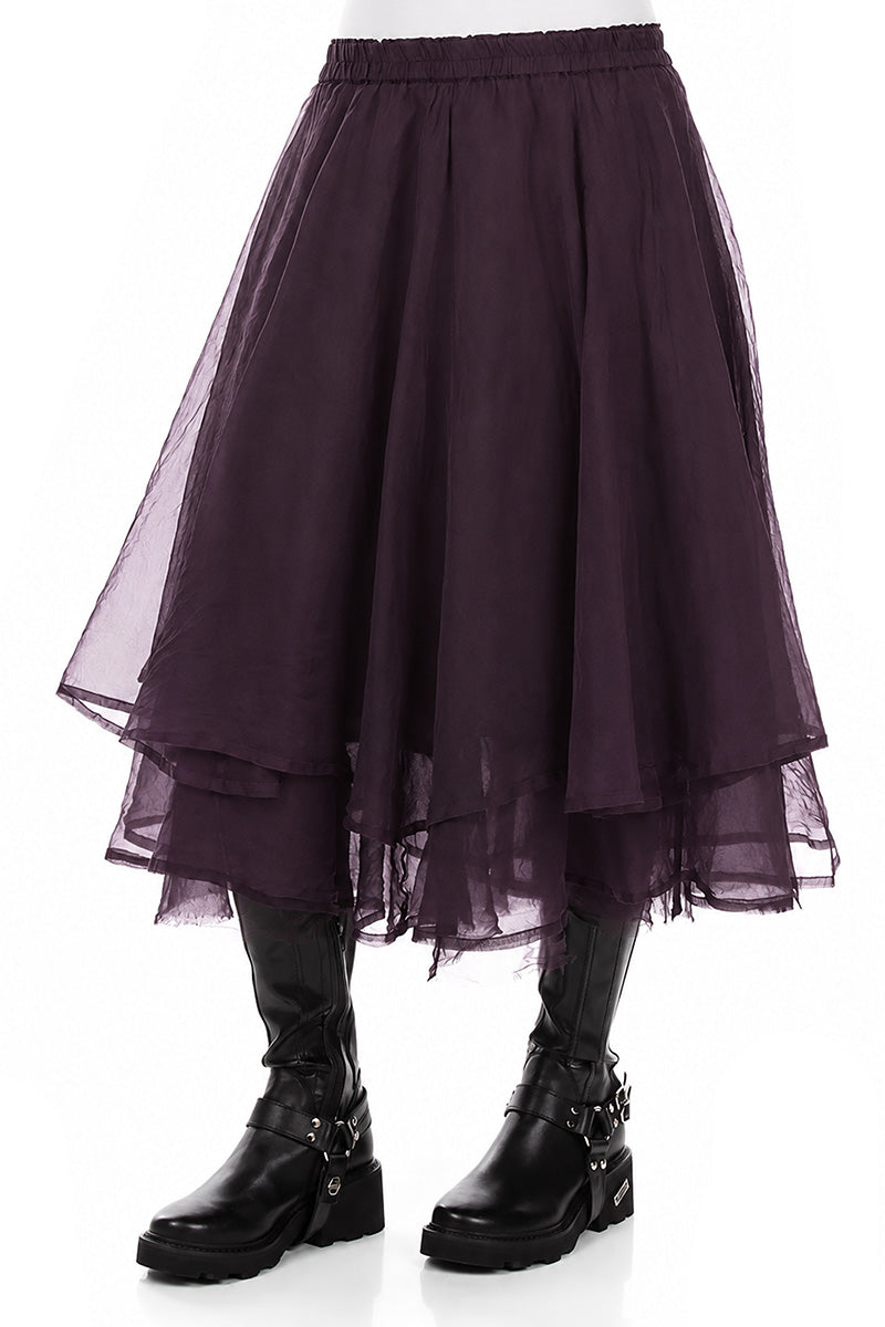 Layered Deep Plum Silk Chiffon Skirt 3