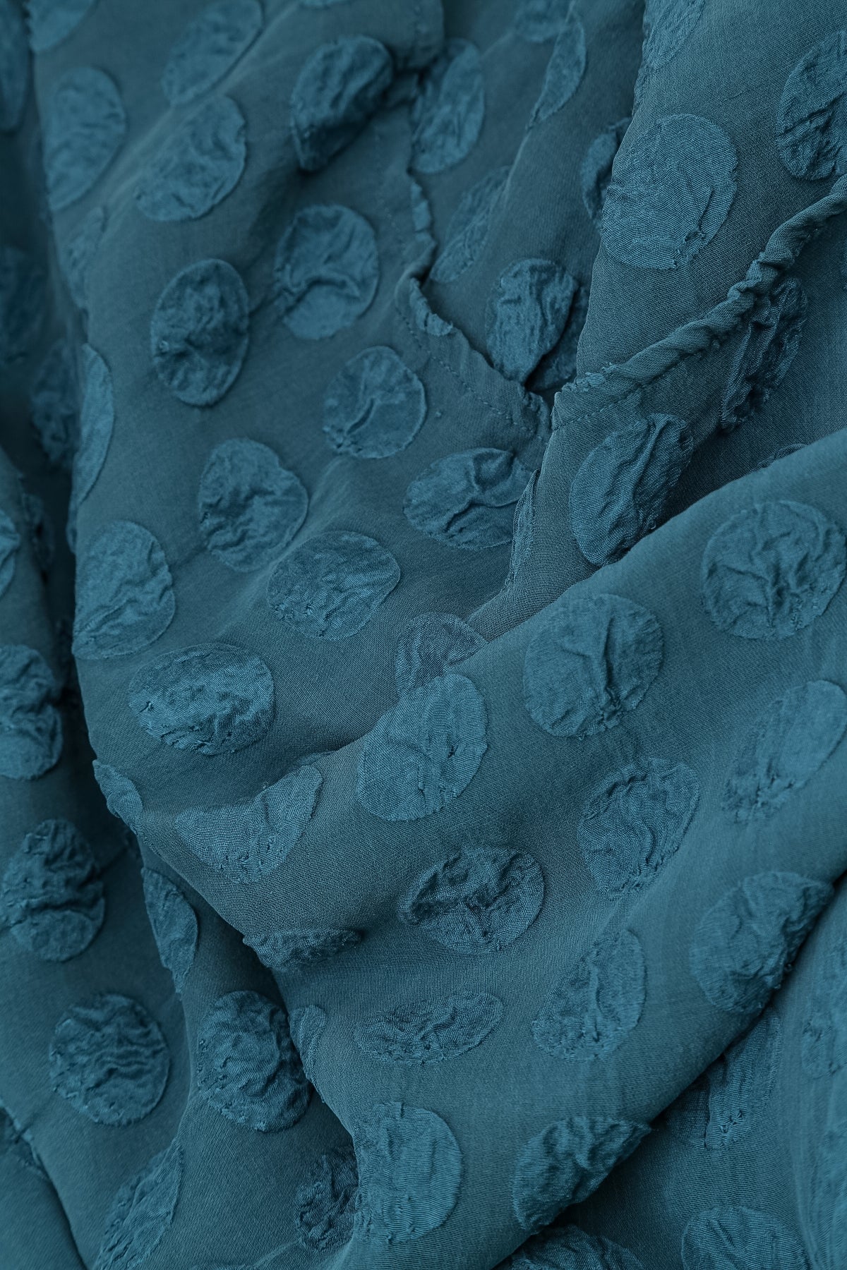 Layered Deep Turquoise Bubble Silk Blouse 5