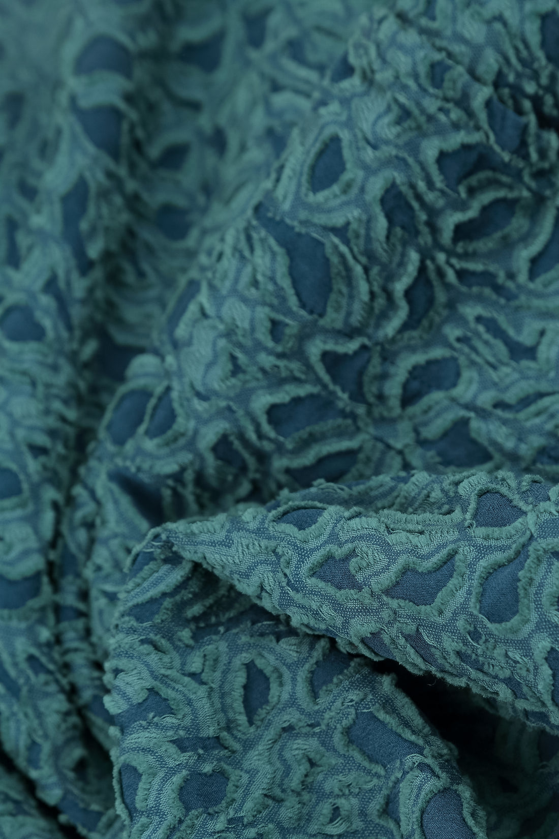 Layered Deep Turquoise Floral Texture Silk Blouse 5