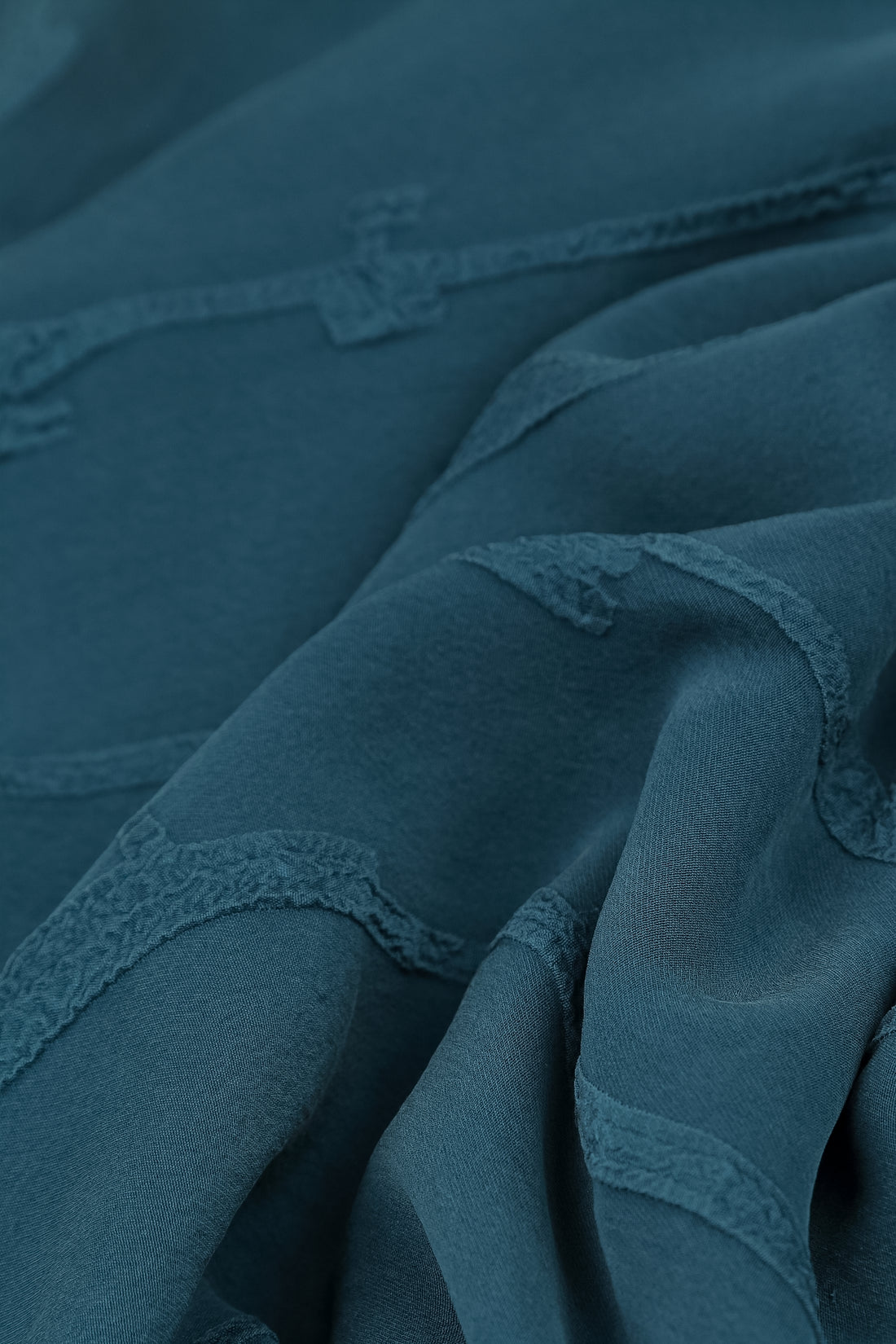 Layered Deep Turquoise Raised Textured Silk Blouse 5