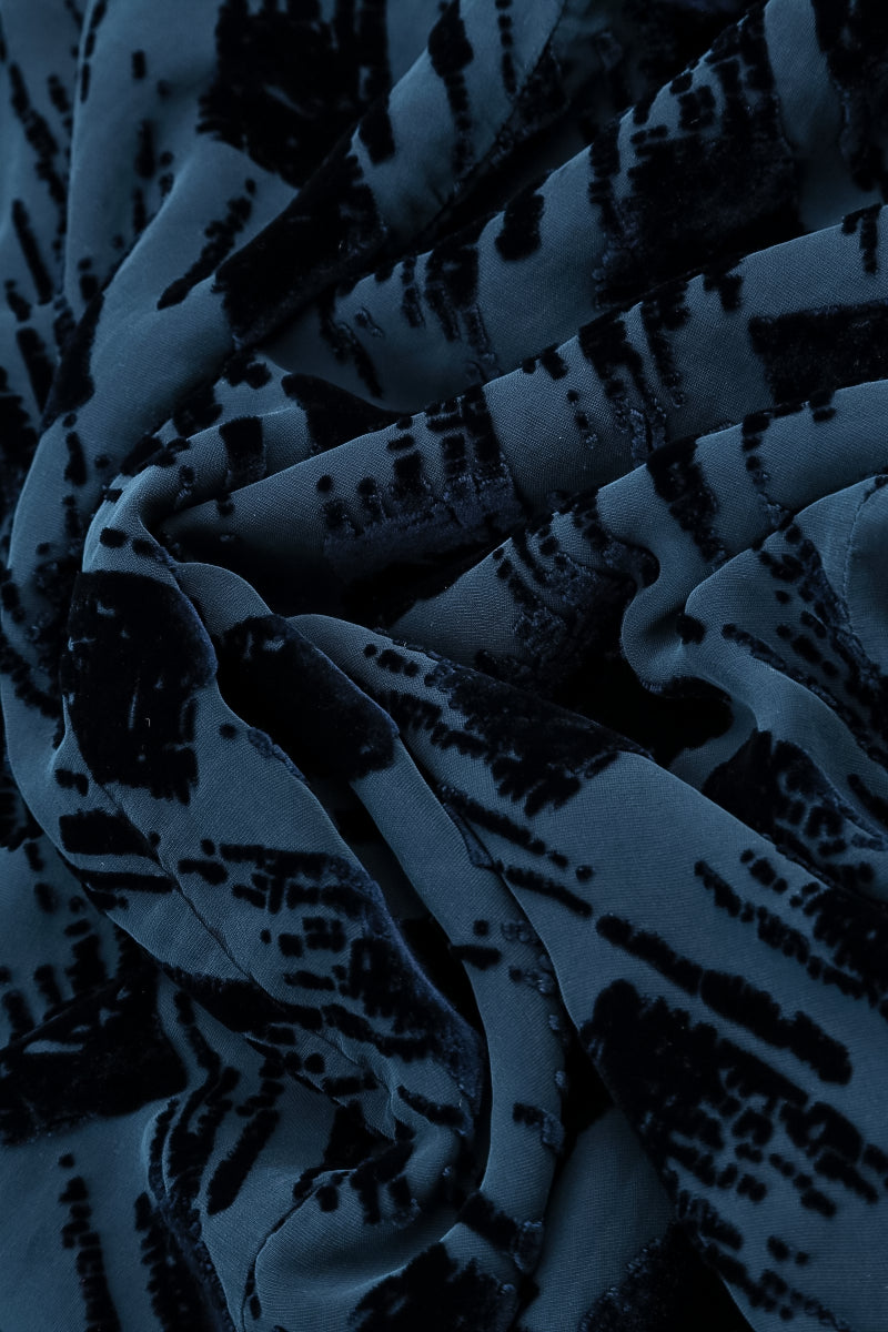 Chemisier en velours de soie bleu royal à effet dévoré superposé