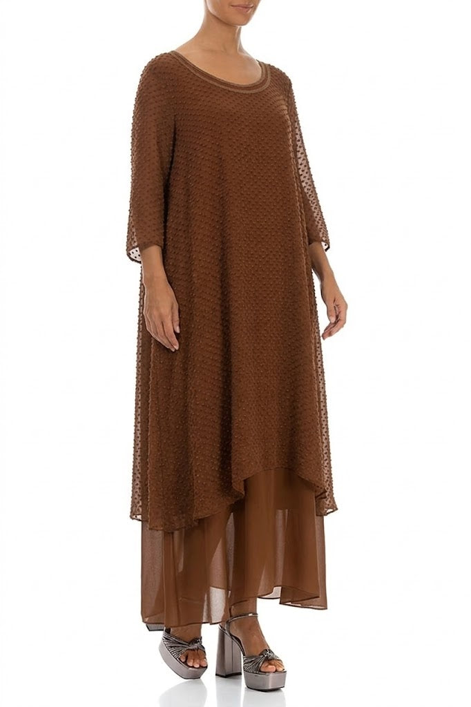 Layered Dotty Aged Copper Silk Dress 3