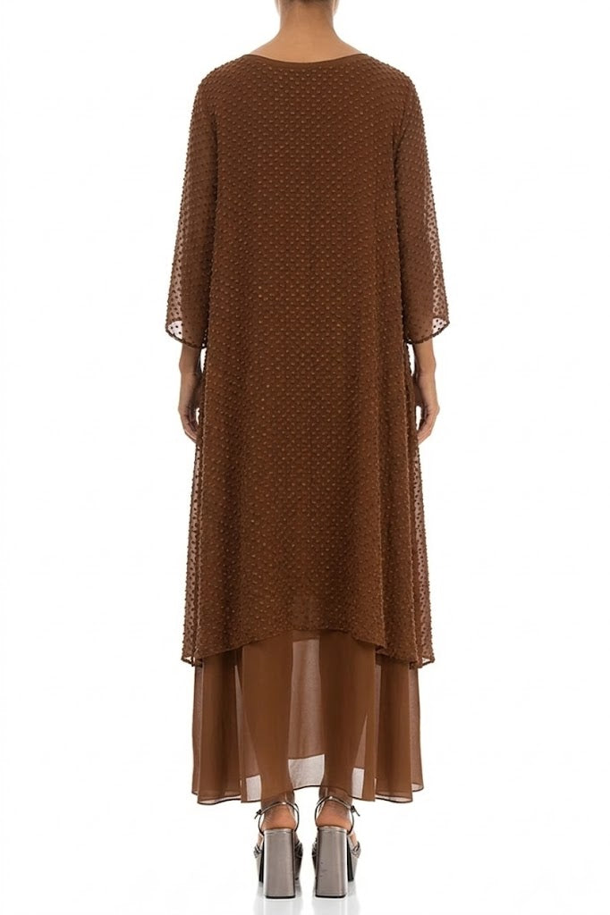 Layered Dotty Aged Copper Silk Dress 2