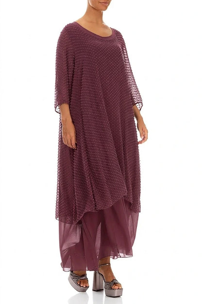 Layered Dotty Antique Ruby Silk Dress 3