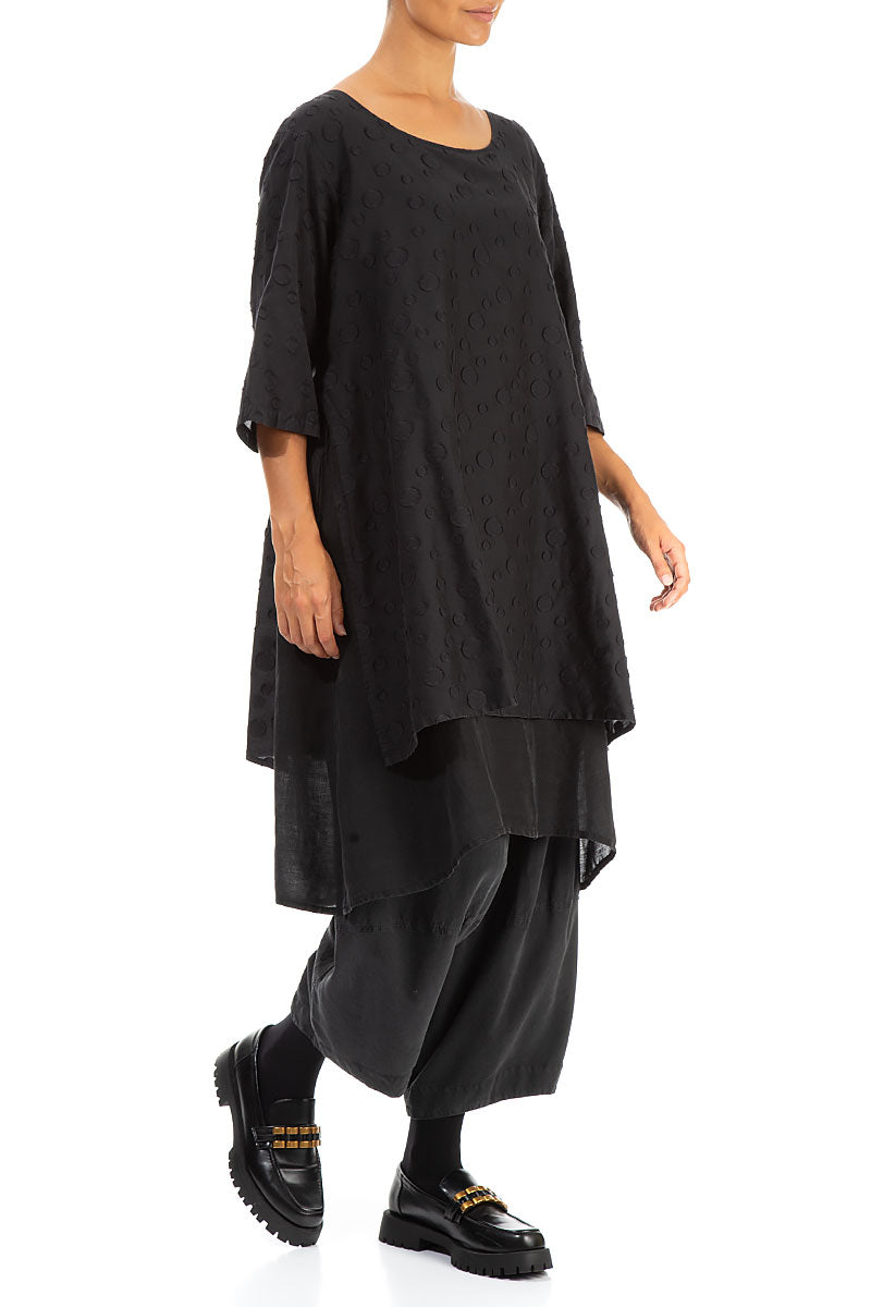 Layered Dotty Black Silk Cotton Tunic 3